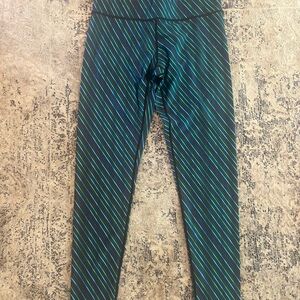 Terez Black and Blue Striped Kids Leggings